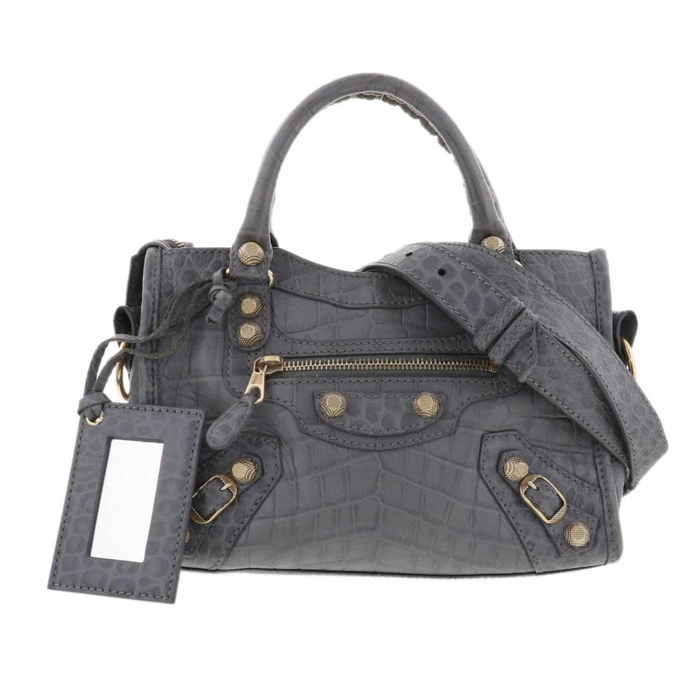 BALENCIAGA City Shoulder Bag Leather Gray